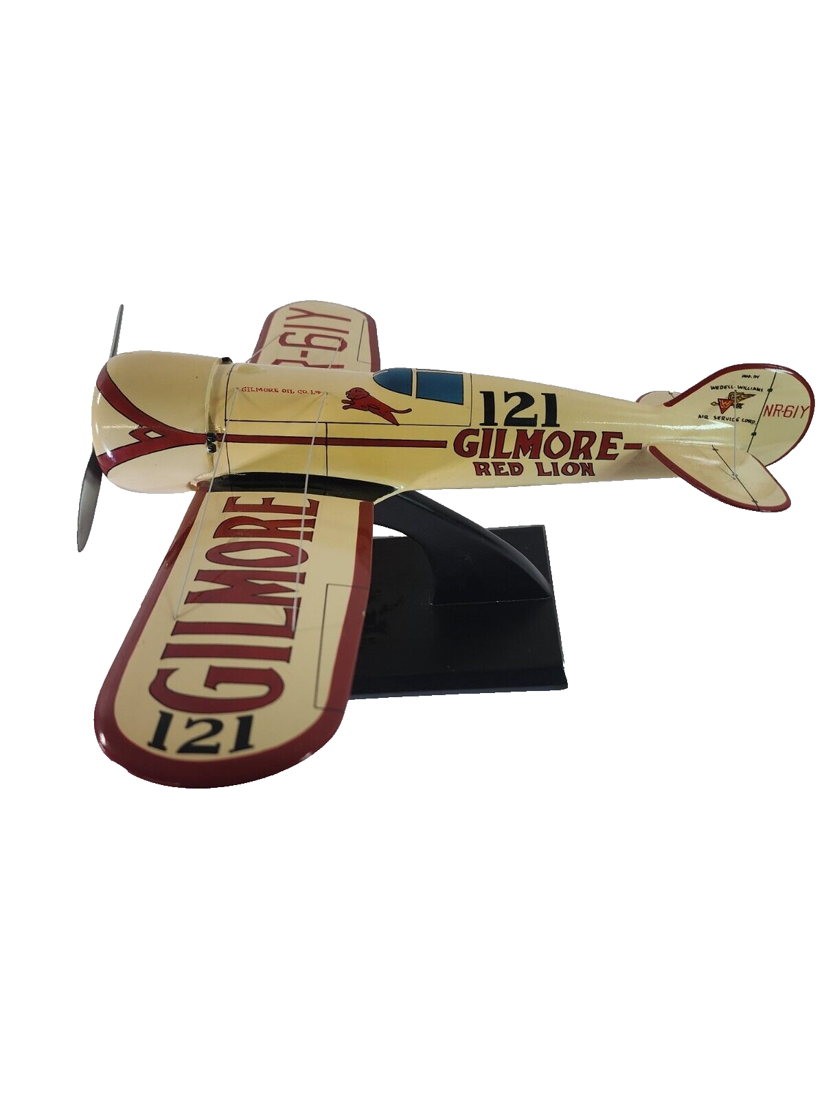 Wedell Williams Racer Gilmore Red Lion Wooden Airplane Model Vintage Collectible
