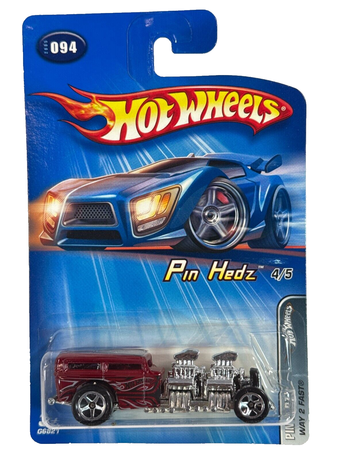 Hot Wheels Pin Hedz Series Lot 6 Cars Complete Set Blue Cards w/ β59 Cadillac