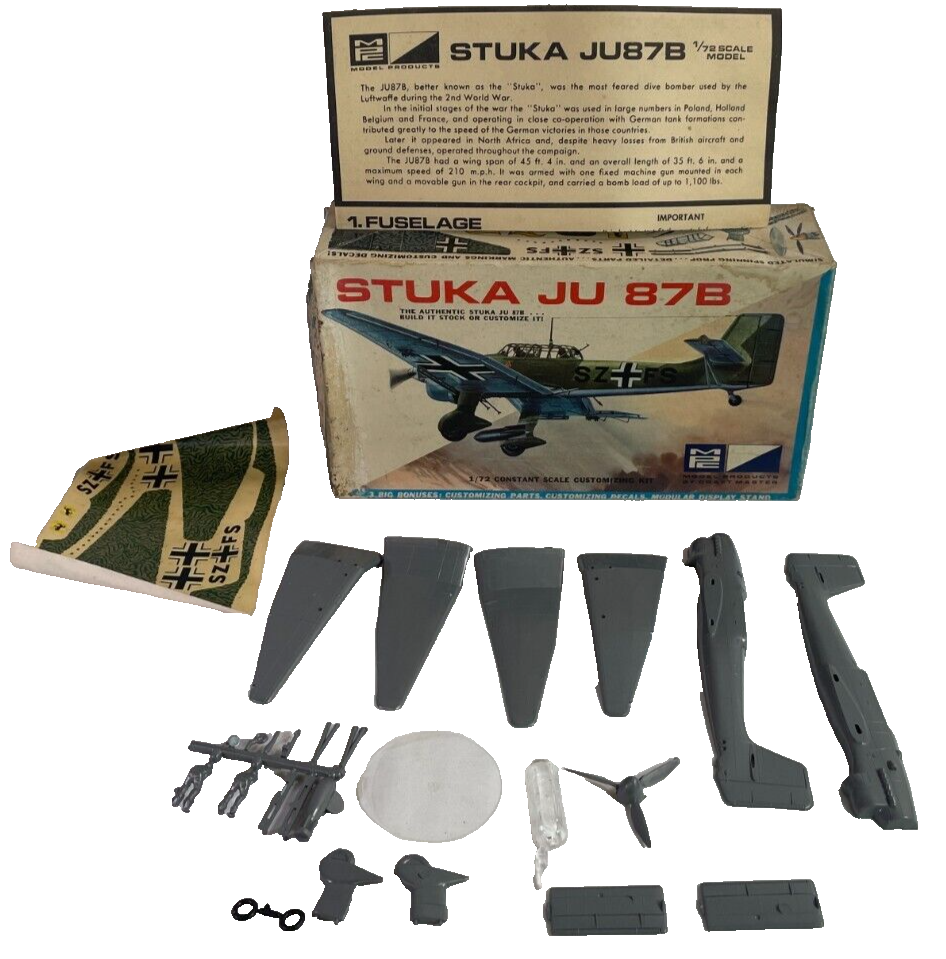 Vintage Stuka JU 87B 1:72 Model Kit Craft Master WWII German Dive Bomber