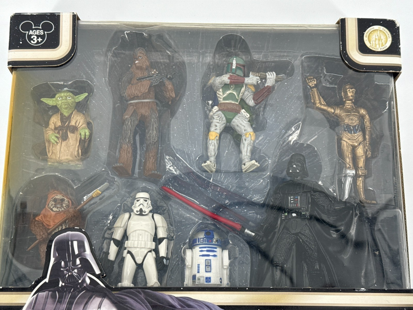 Disney Parks Star Wars Collectible Figures Set Yoda Vader Boba R2 C3PO RETIRED