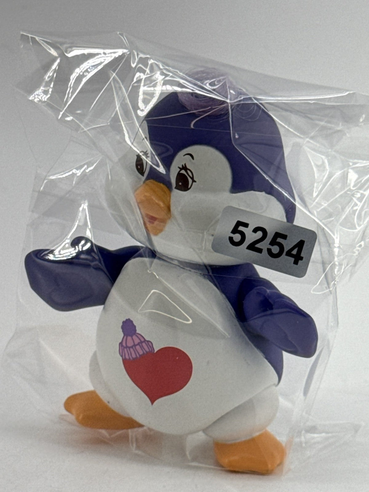 1985 Care Bears Cousins Cozy Heart Penguin PVC Toy Purple