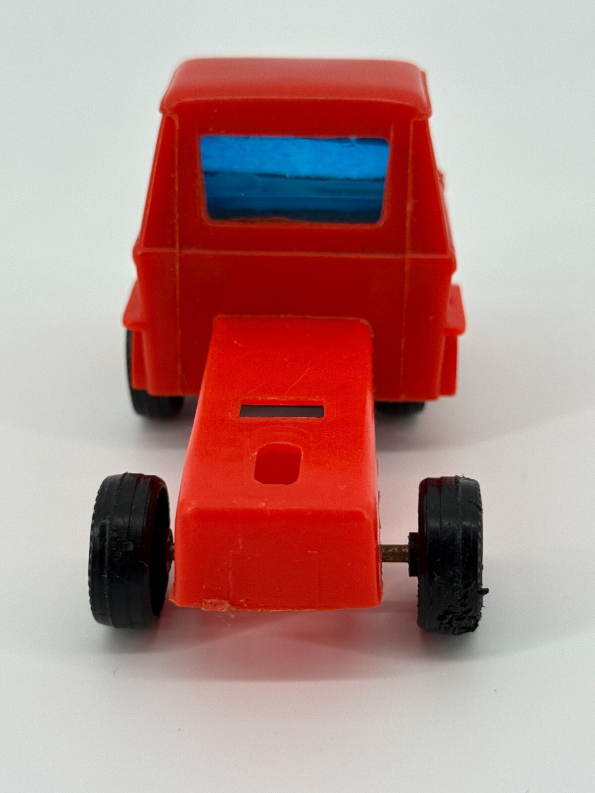 Vintage Red Plastic Cabover Semi Truck 1970s Hong Kong Toy Blue Windows HTF