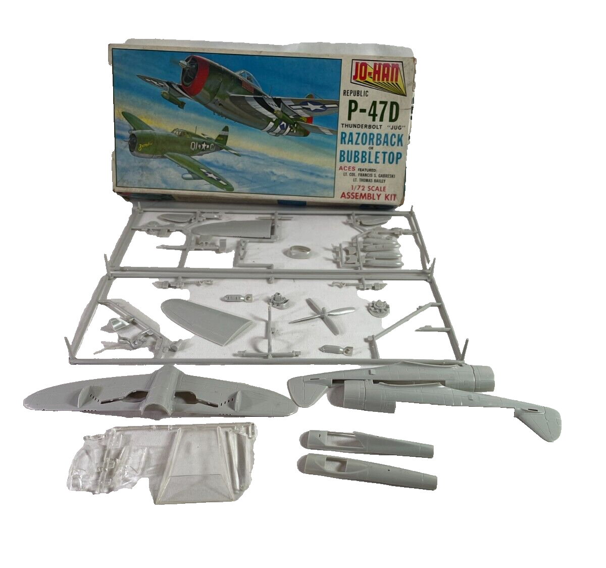 Vintage JO-HAN P-47D Thunderbolt "JUG" 1/72 Model Kit WWII Ace Pilot #1220