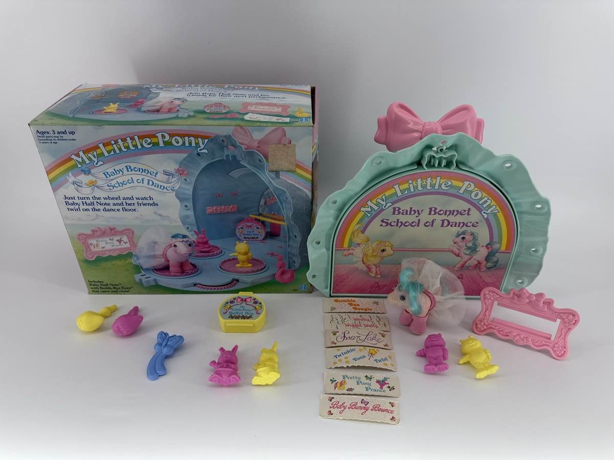 1986 Hasbro My Little Pony G1 Baby Bonnet School of Dance Playset & Box