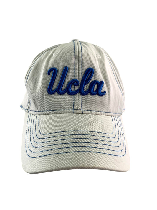 UCLA Bruins Hat Cap Fitted Mens XL White Blue NCAA Basketball Script One Fit
