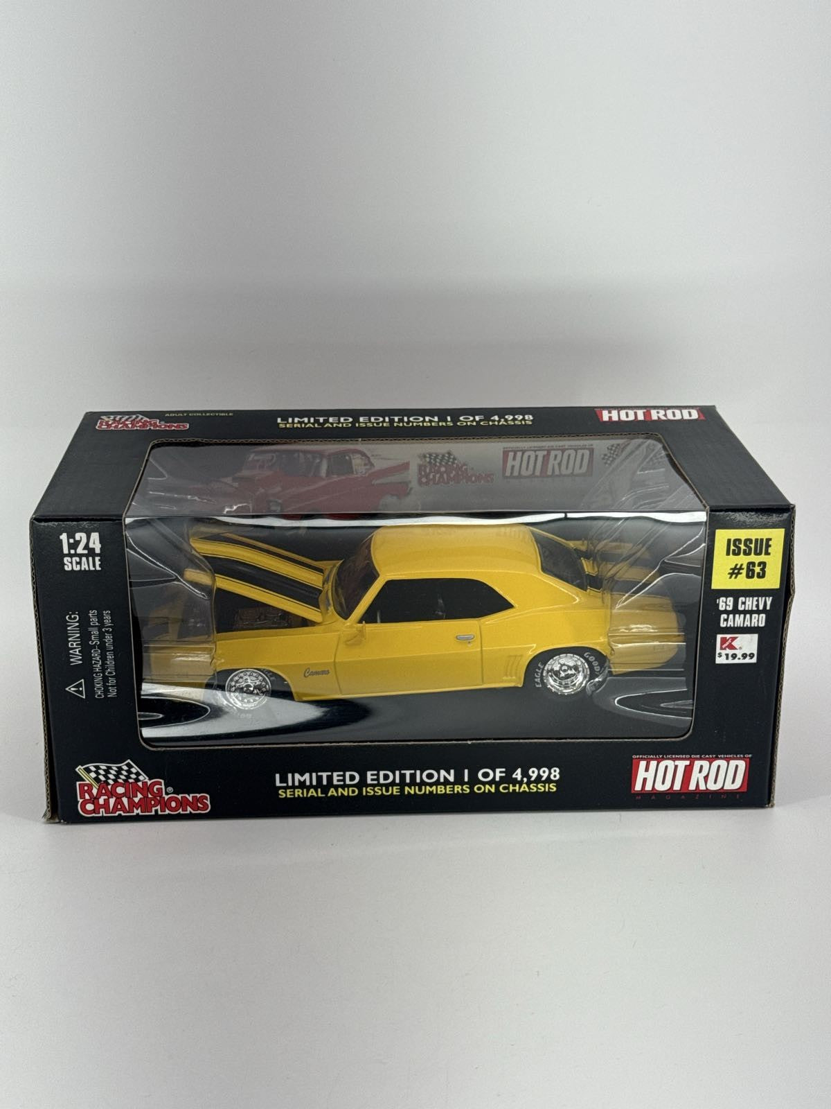 Racing Champions 1:24 '69 Chevy Camaro Hot Rod Limited Ed #63 Yellow Diecast