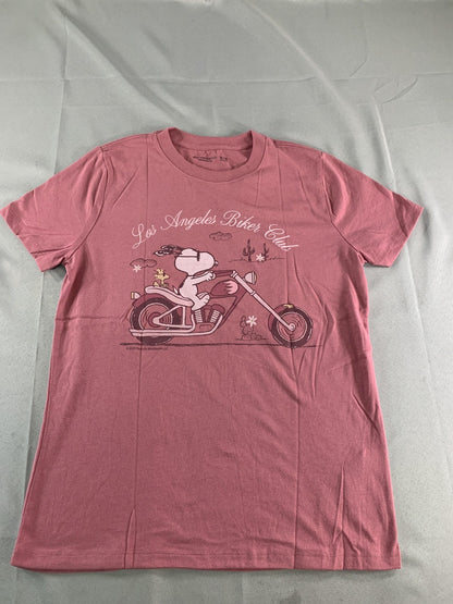 Snoopy Los Angeles Biker Club Shirt Youth 15/16 Pink Abercrombie Kids Graphic