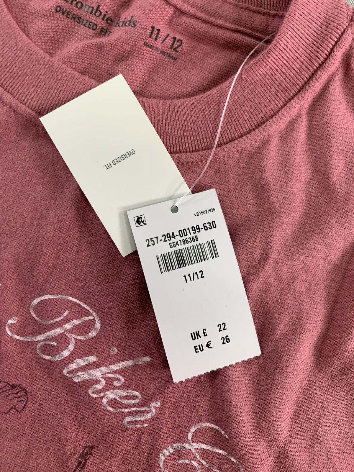 Snoopy Peanuts Shirt Youth 11/12 Pink Abercrombie Kids Biker Graphic Tee