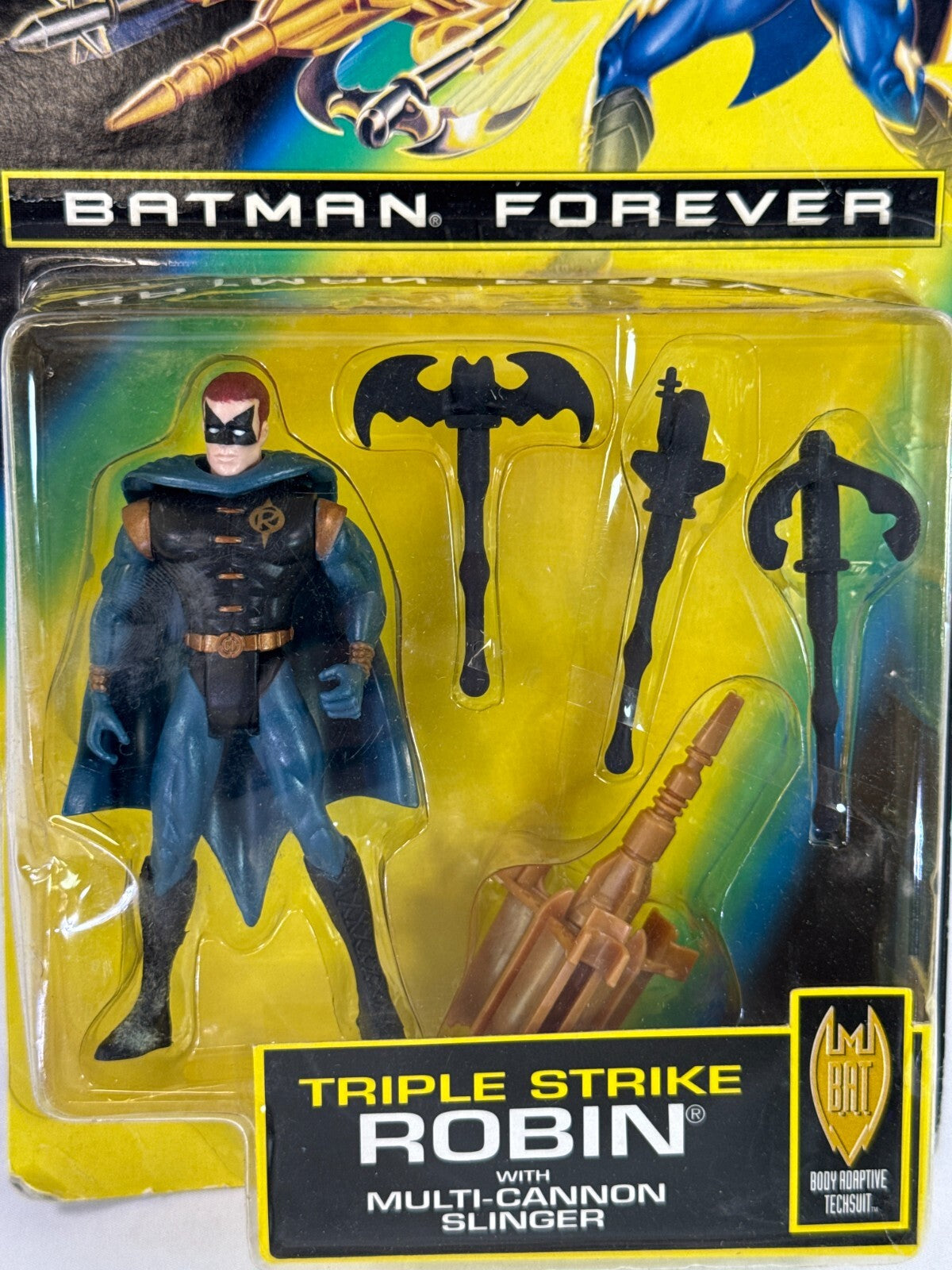 1995 Kenner Batman Forever Triple Strike Robin Multi-Cannon Slinger MOC Yellowed