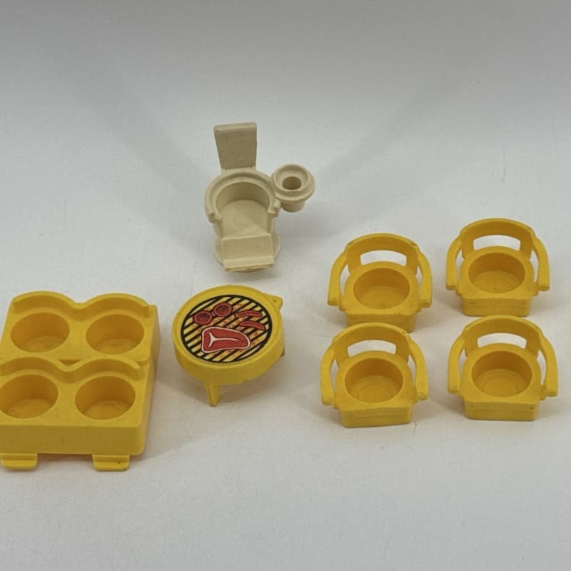 Fisher Price Little People Yellow Furniture Chairs Grill Toilet Set