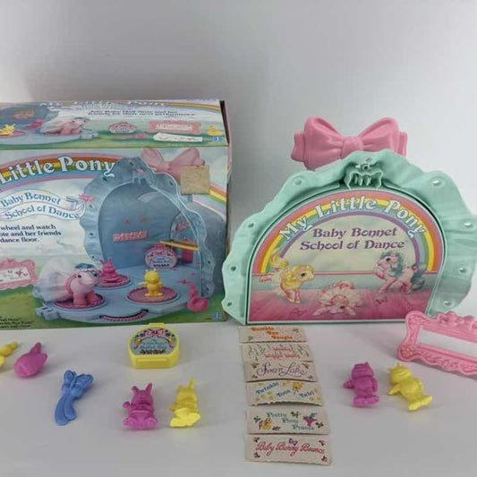 1986 Hasbro My Little Pony G1 Baby Bonnet School of Dance Playset & Box