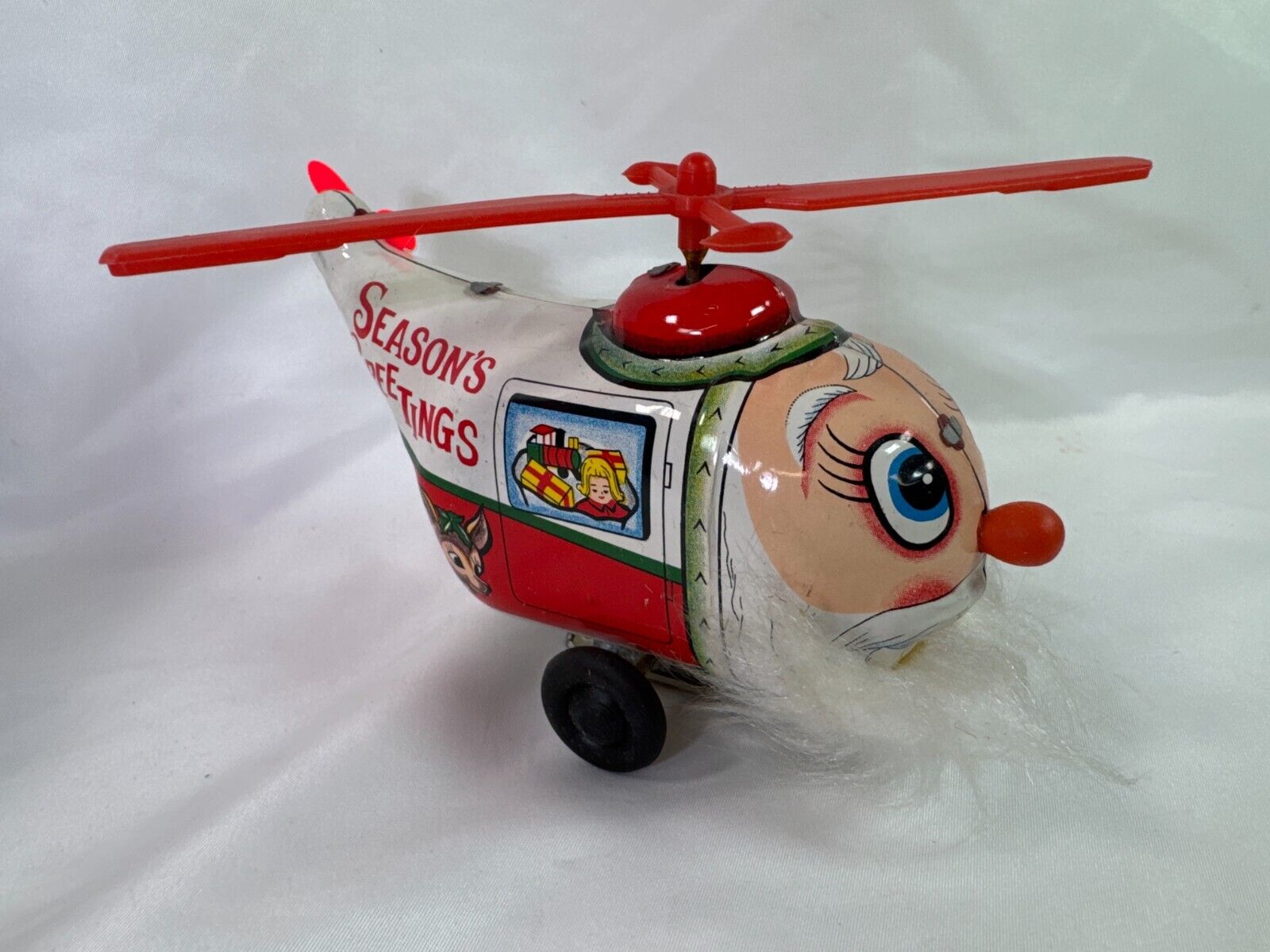Yuletide Wind-Up Santa Copter Christmas Helicopter Tin Toy Best-Ever Decor