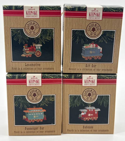 Hallmark Keepsake Claus & Co Train Ornament Set 1997-2000 4pc Locomotive
