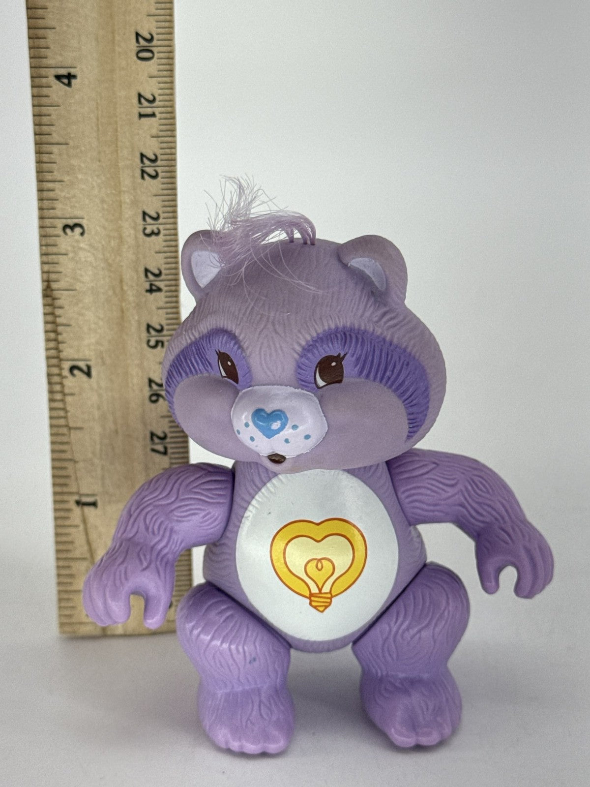 1985 Care Bears Cousins Bright Heart Raccoon Poseable Toy 3.5