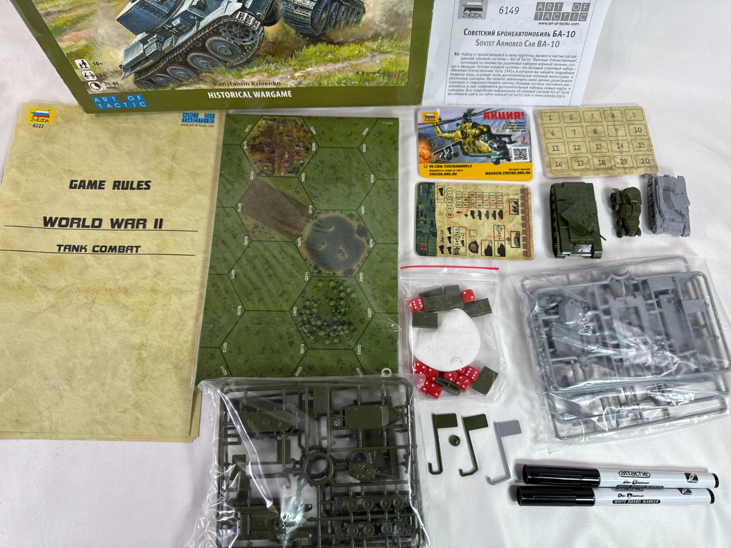 Zvezda WWII Tank Combat Historical Wargame Art of Tactic Open Box Complete Nice
