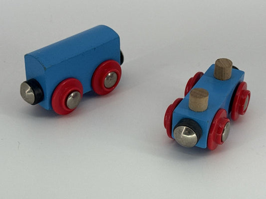 Wooden Magnetic Train Car Blue Engine Brio Thomas Compatible Toy