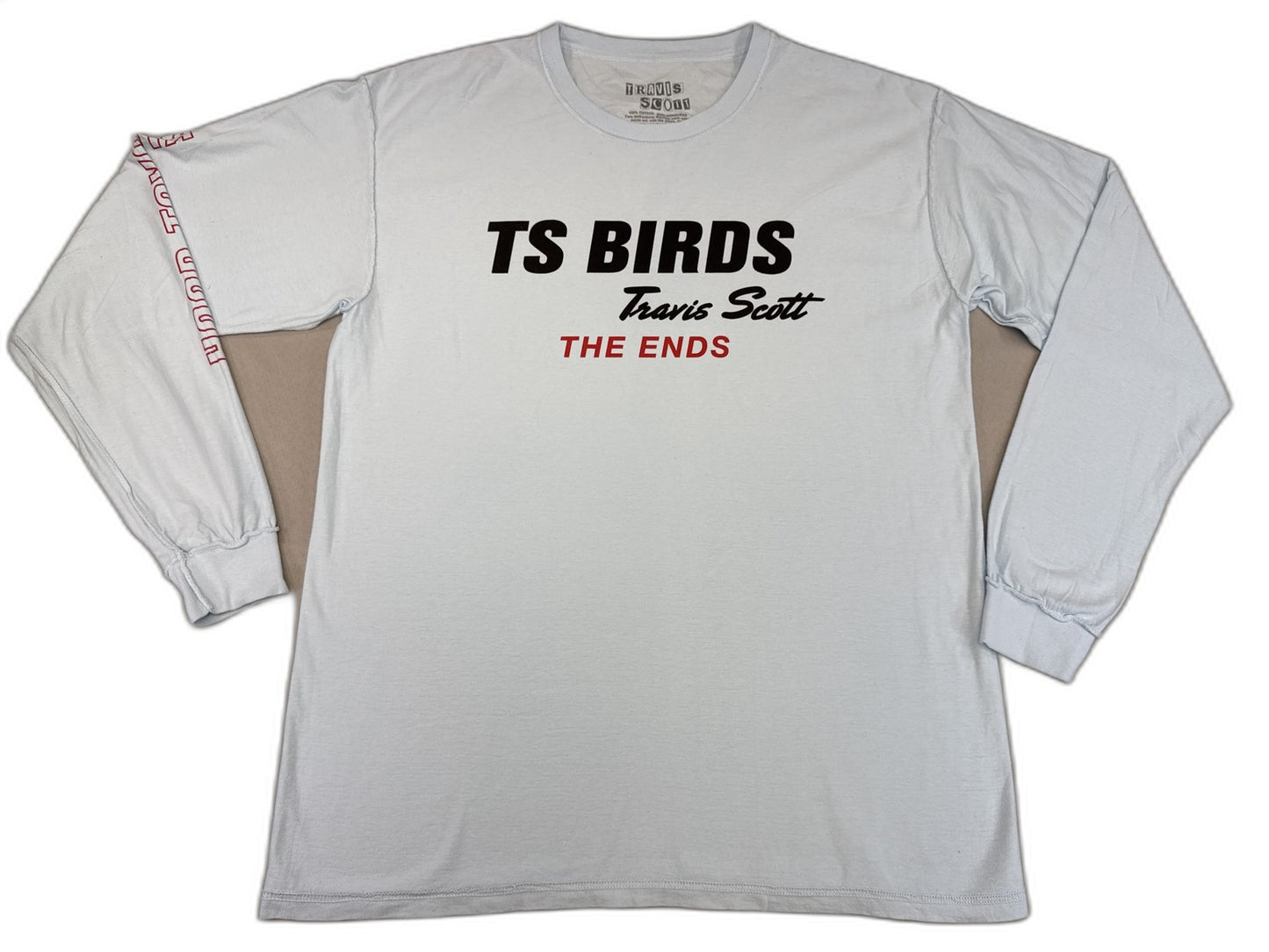 Travis Scott TS Birds Music Graphic Tee L White Long Sleeve 100% Cotton