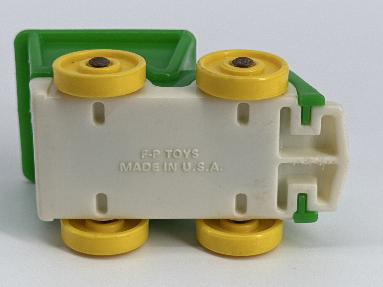 Fisher Price Little People Green Train Engine Yellow Wheels Toy