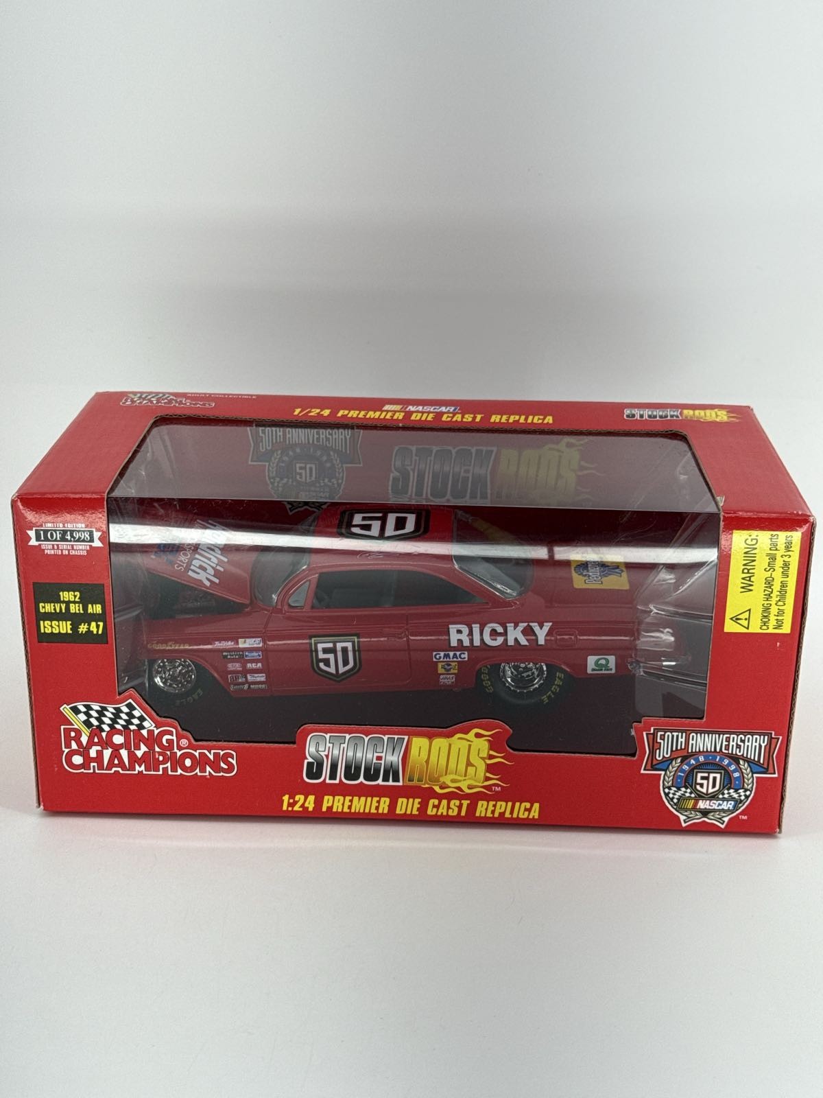 Racing Champions Stock Rods 1962 Chevy Bel Air 1:24 NASCAR 50th Anniv #47 Red