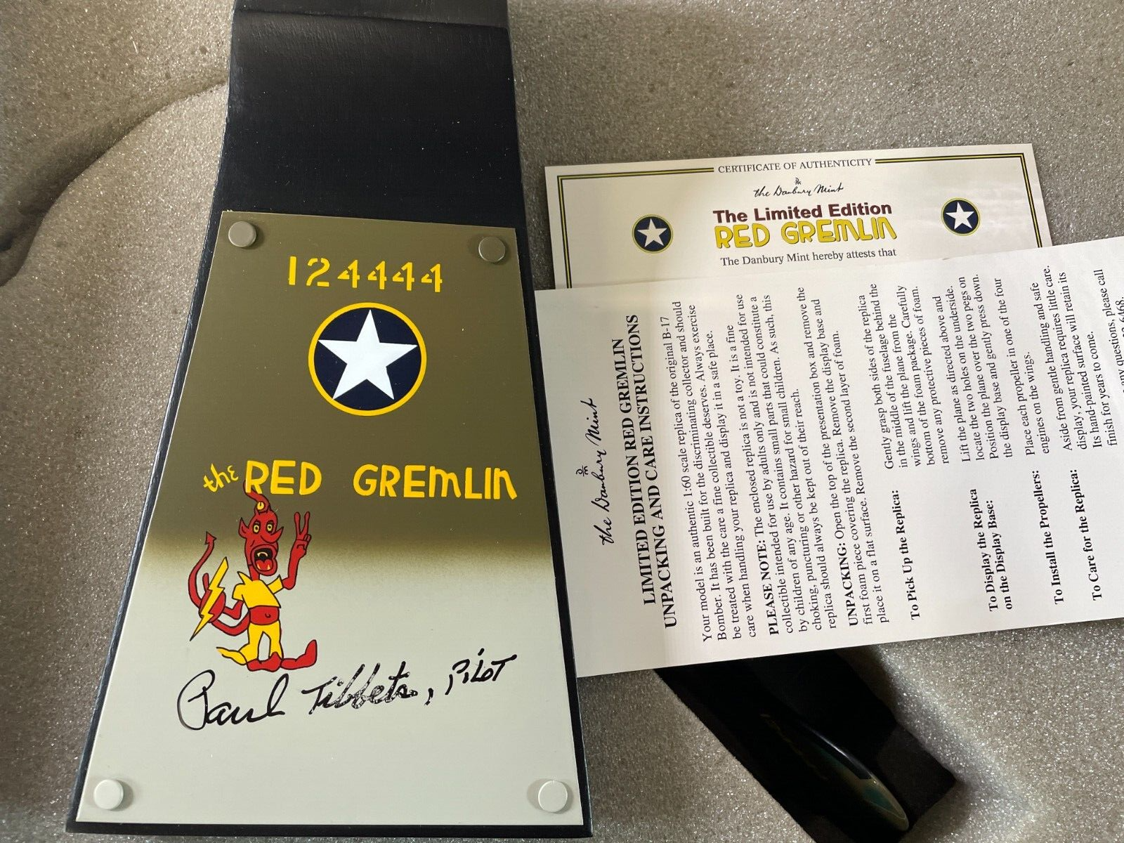 Danbury Mint Limited Edition Red Gremlin Airplane Model 779/3000 COA