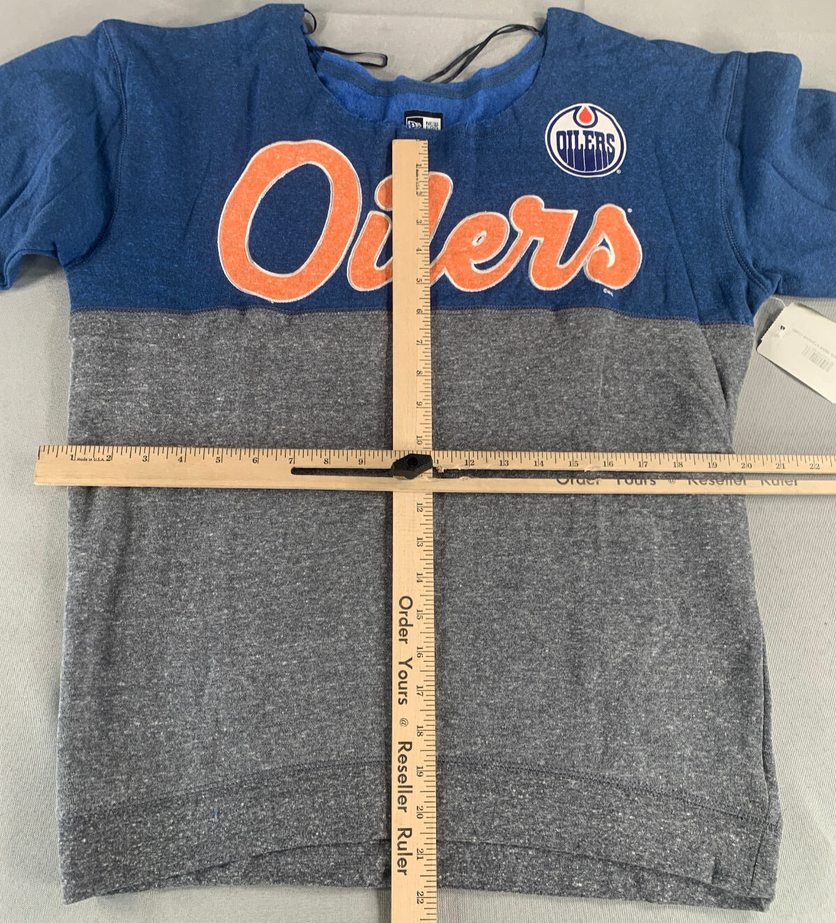 Edmonton Oilers New Era 5th & Ocean Womens Fleece Scoop Neck Pullover Sweatshirt
