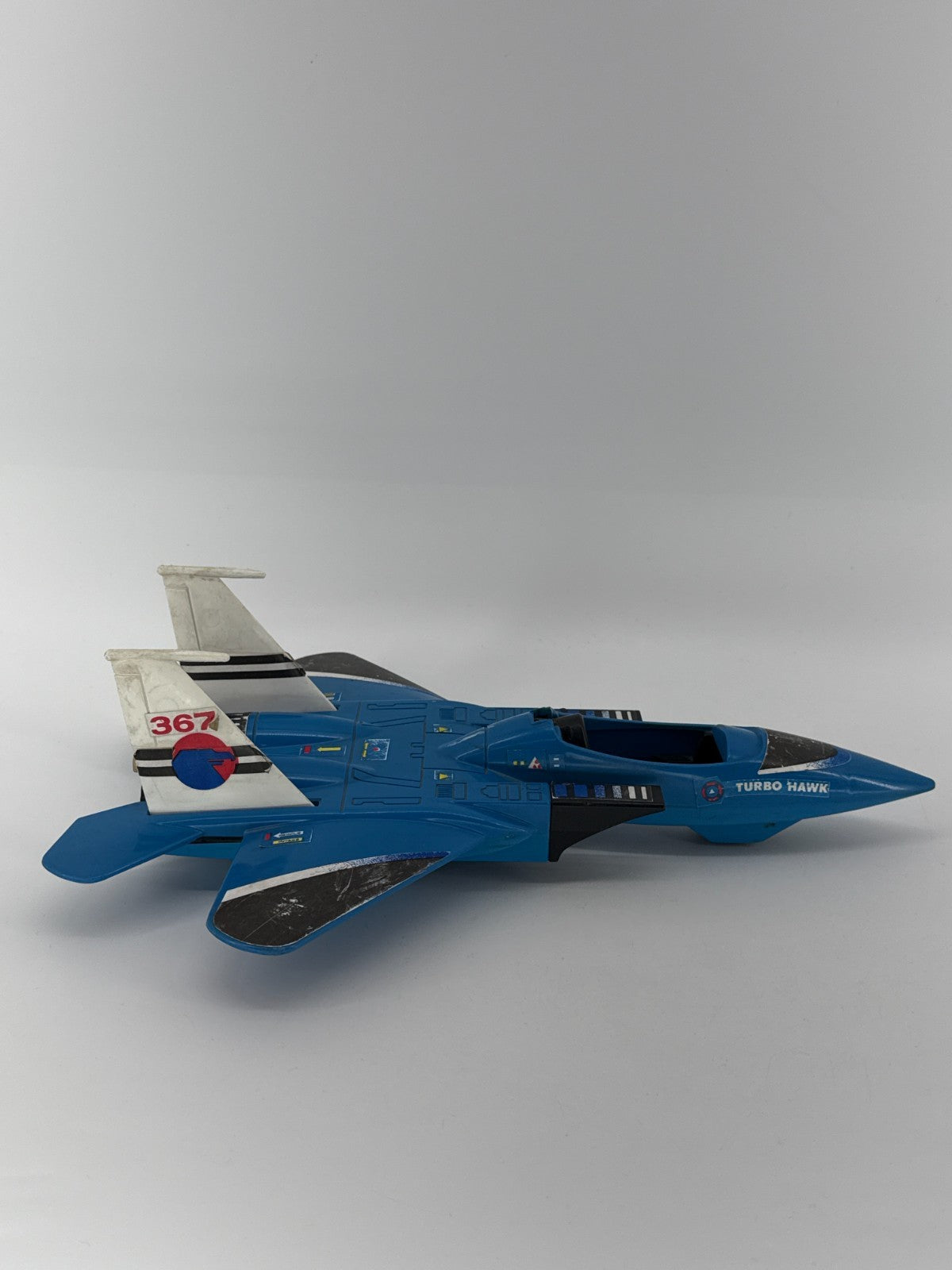 1982 Fisher-Price Turbo Hawk Jet Fighter Blue Toy Vintage 367 Quaker Oats Co.