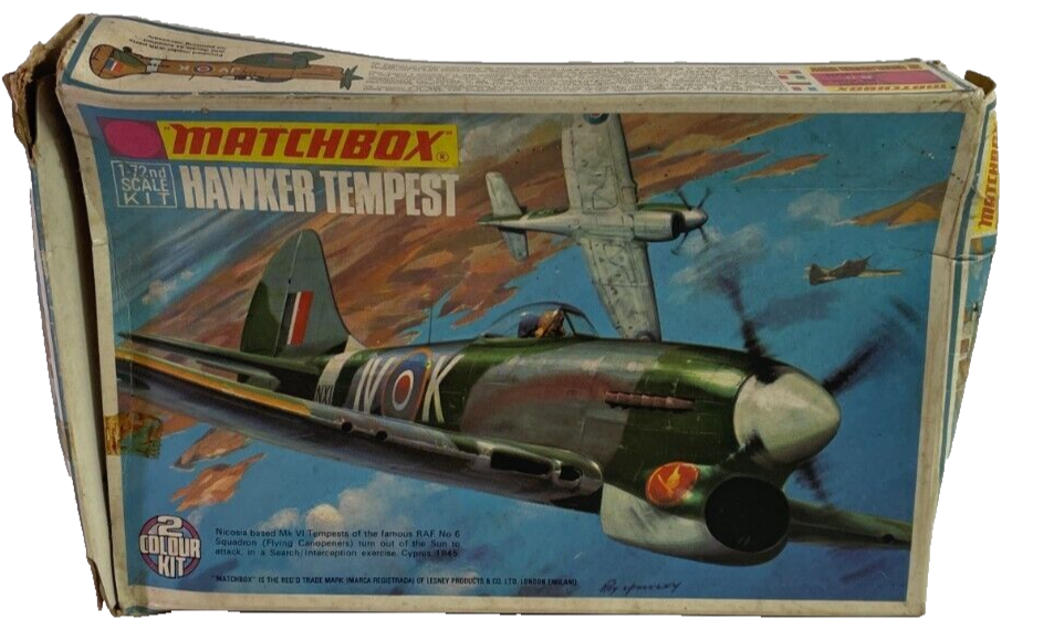 1974 MATCHBOX Hawker Tempest MK.V 1/72 Model Kit PK-23 Open Box Complete 2076