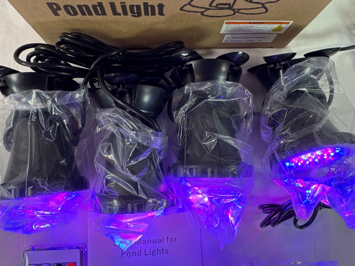 SHOYO RGB LED Pond Lights Waterproof IP68 Remote 16 Color Underwater 4-Pack