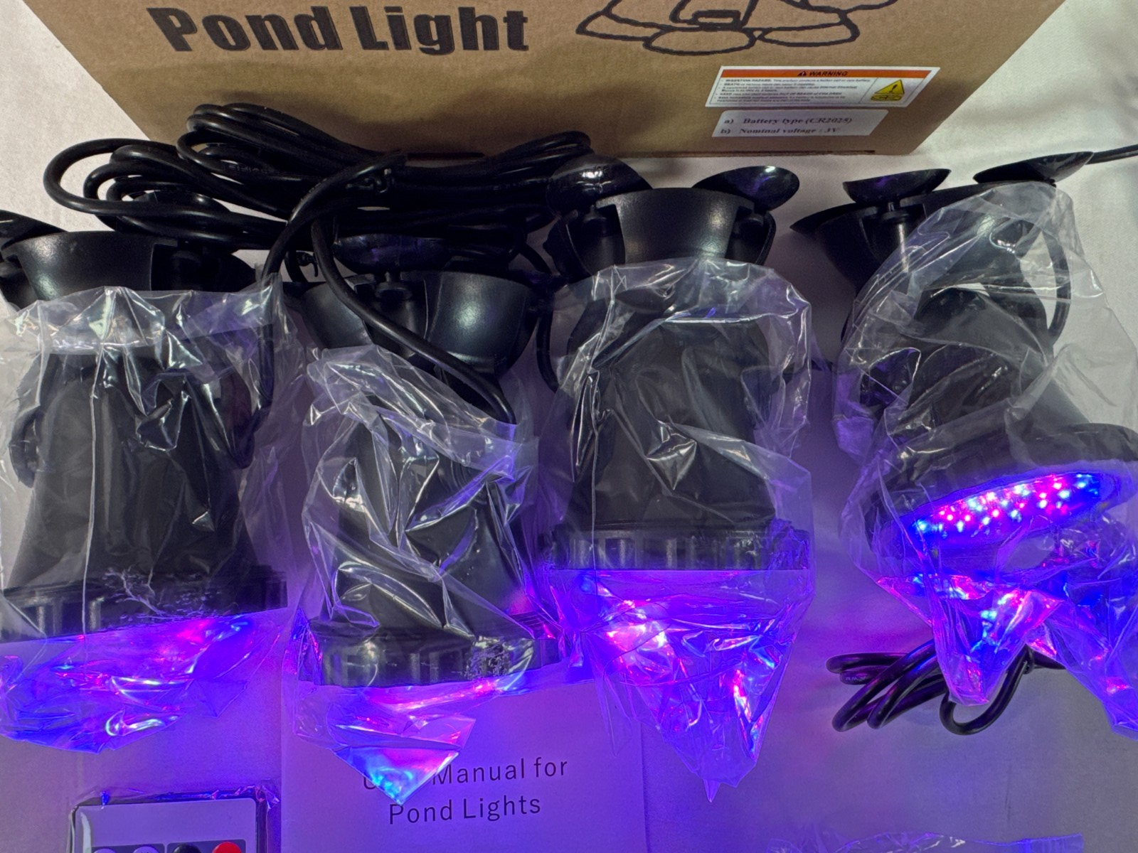 SHOYO RGB LED Pond Lights Waterproof IP68 Remote 16 Color Underwater 4-Pack