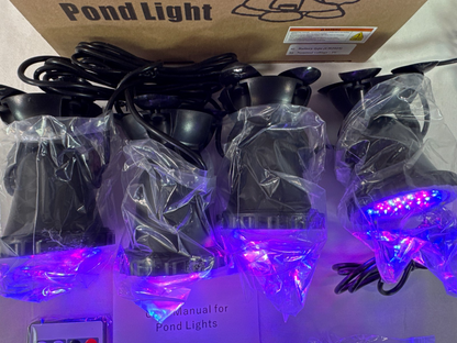 SHOYO RGB LED Pond Lights Waterproof IP68 Remote 16 Color Underwater 4-Pack