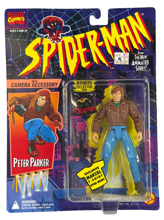 1994 ToyBiz Spider-Man Animated Peter Parker Action Figure w/ Camera MOC 2698