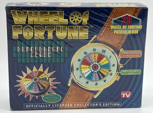 Wheel Of Fortune Watch 1990s 18K Gold Plated Spinning Dial Lights Tin Game Cards