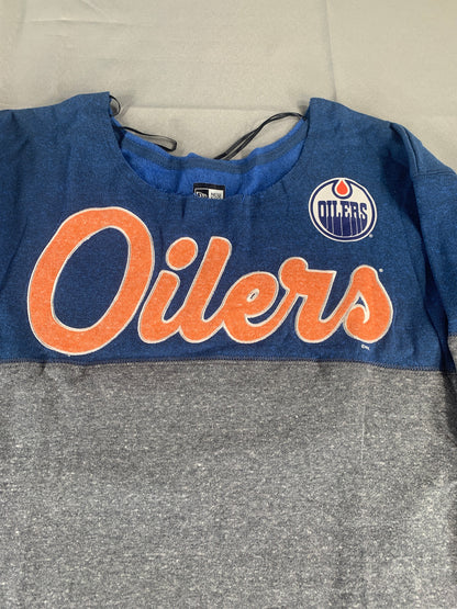 Edmonton Oilers New Era 5th & Ocean Womens Fleece Scoop Neck Pullover Sweatshirt