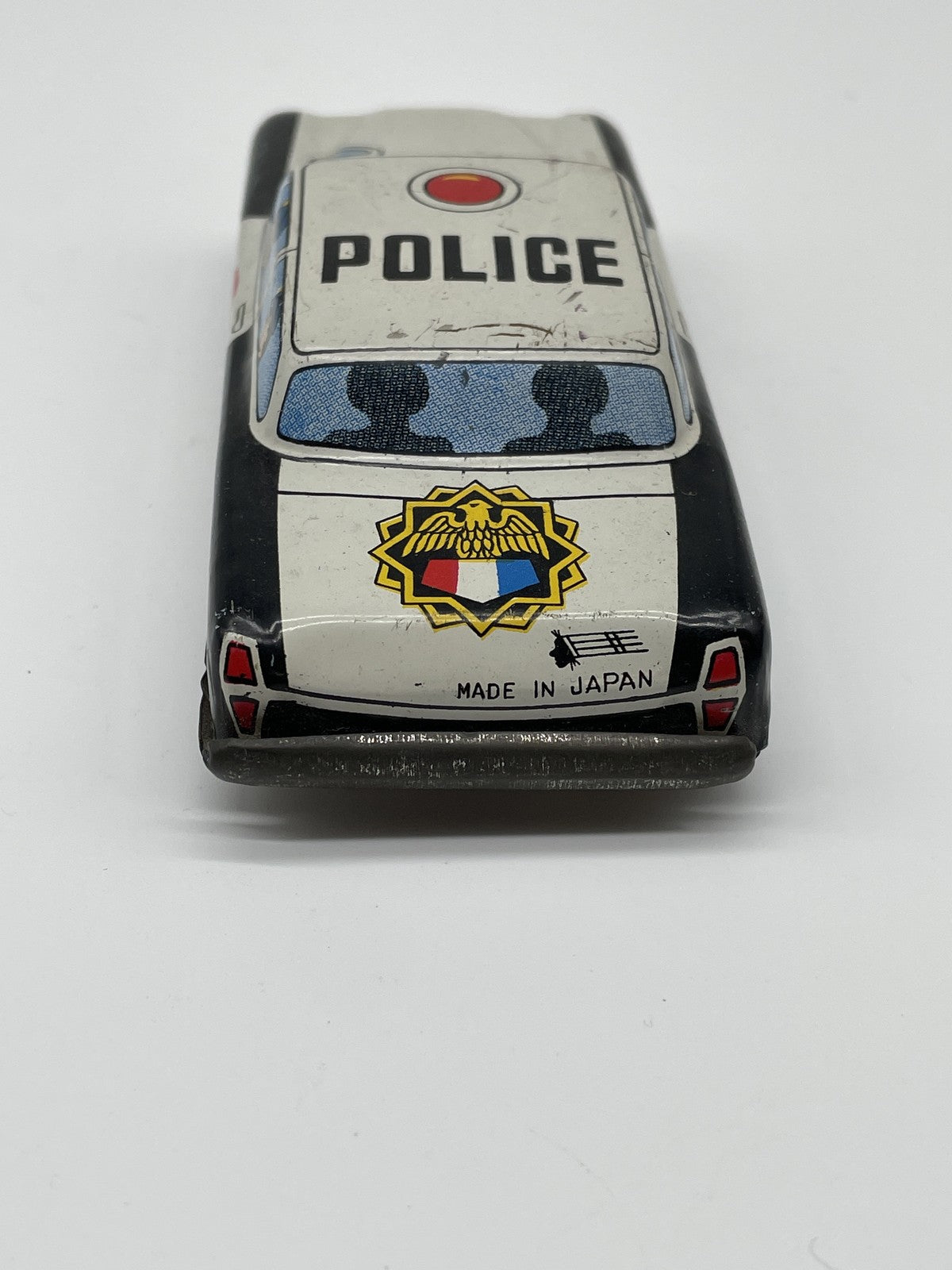 Vintage Tin Litho Police Patrol Car Toy Japan Pressed Steel 1960s Collectible