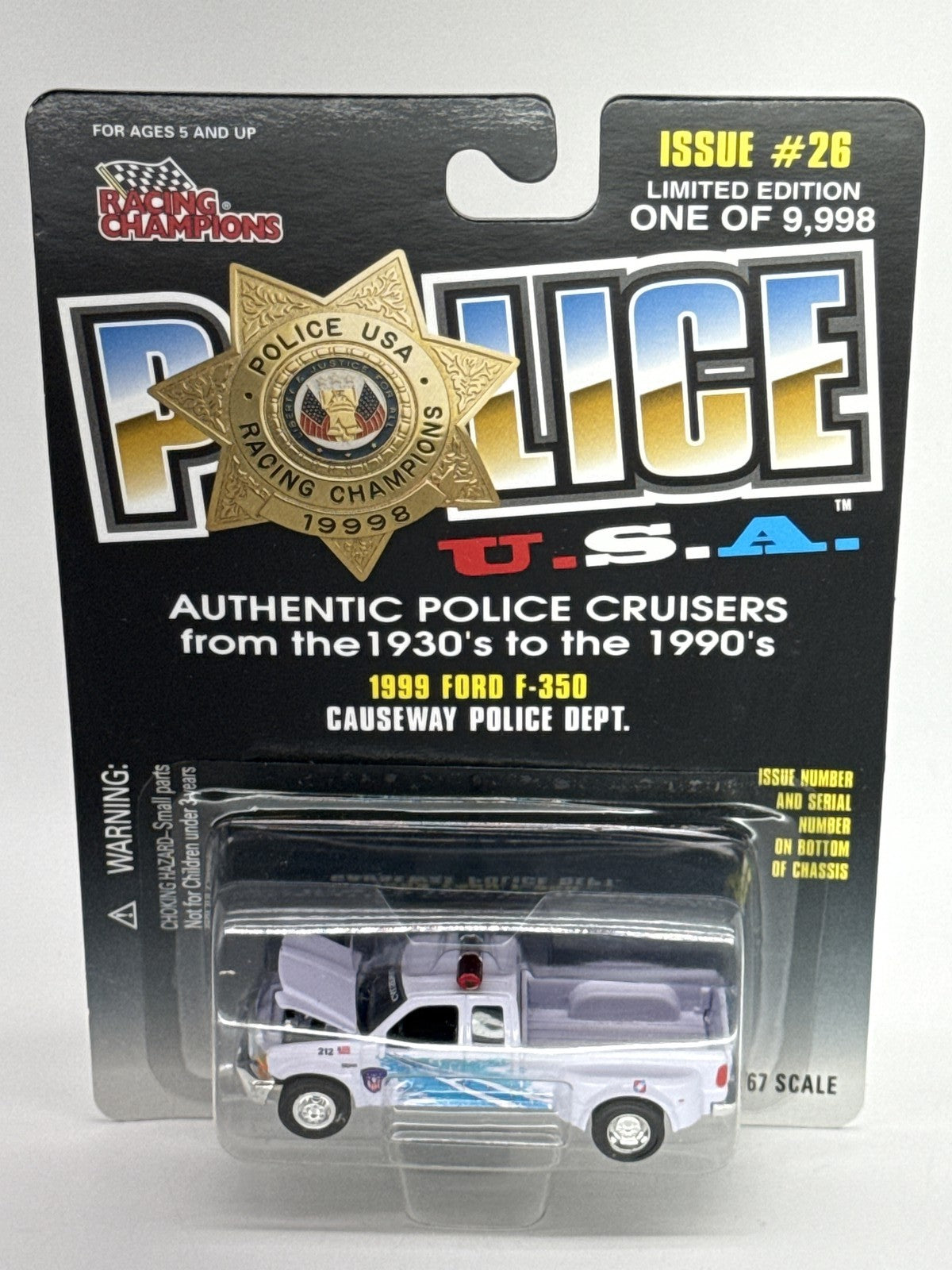 Racing Champions Police USA 1999 Ford F-350 Causeway Police Dept 1:67 Diecast
