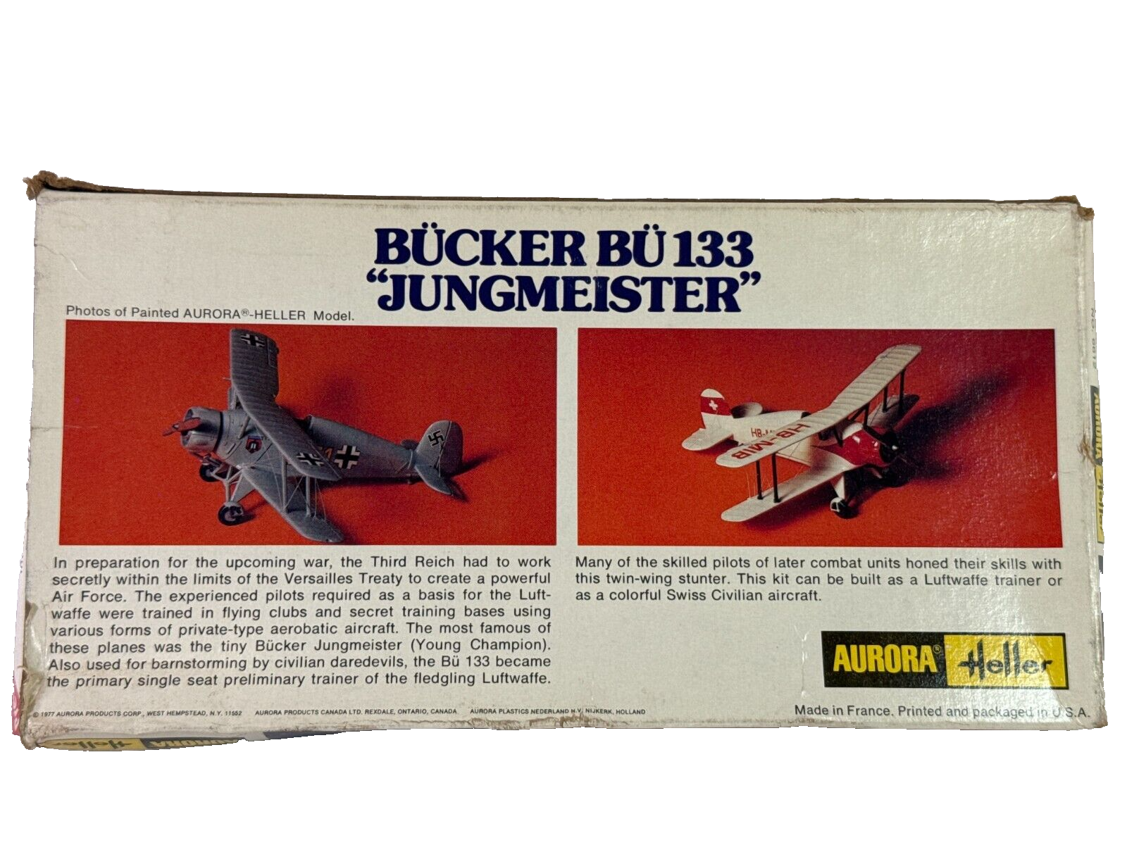 Heller/Aurora 1/72 Bücker Bü 133 Jungmeister – WWII Luftwaffe Trainer Model Kit