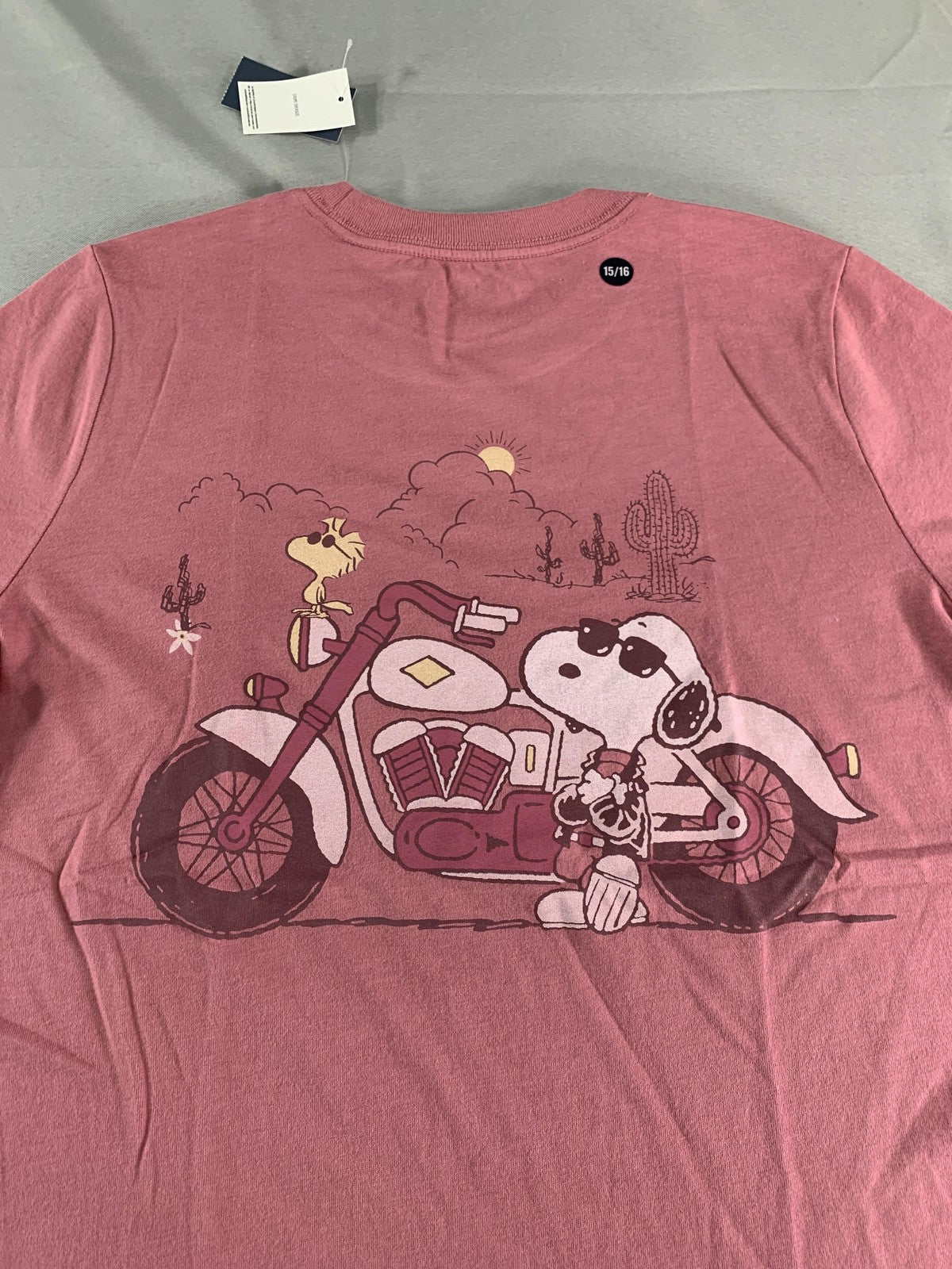 Snoopy Los Angeles Biker Club Shirt Youth 15/16 Pink Abercrombie Kids Graphic
