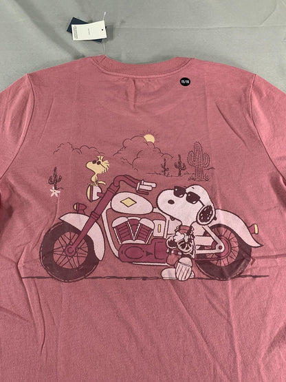 Snoopy Los Angeles Biker Club Shirt Youth 15/16 Pink Abercrombie Kids Graphic
