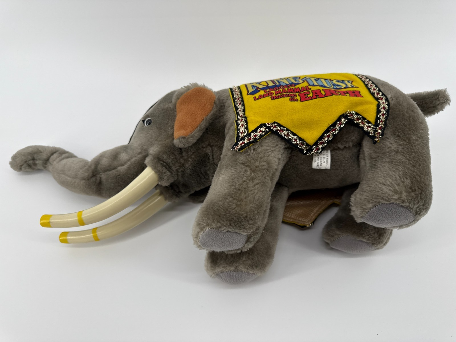 1987 Ringling Bros King Tusk Elephant Plush Circus Toy w/ Hard Tusks Korea