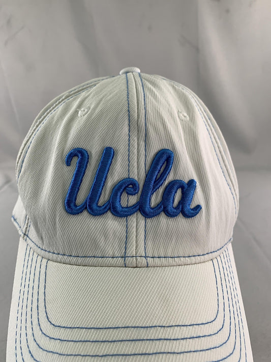 UCLA Bruins Hat Cap Fitted Mens XL White Blue NCAA Basketball Script One Fit