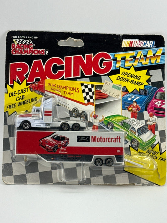 1991 Racing Champions NASCAR #15 Motorcraft Transporter Geoff Bodine 1:87 MOC