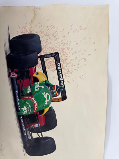 Benetton F1 Nannini Print Cademartori Signed Ltd Racing Art Vintage