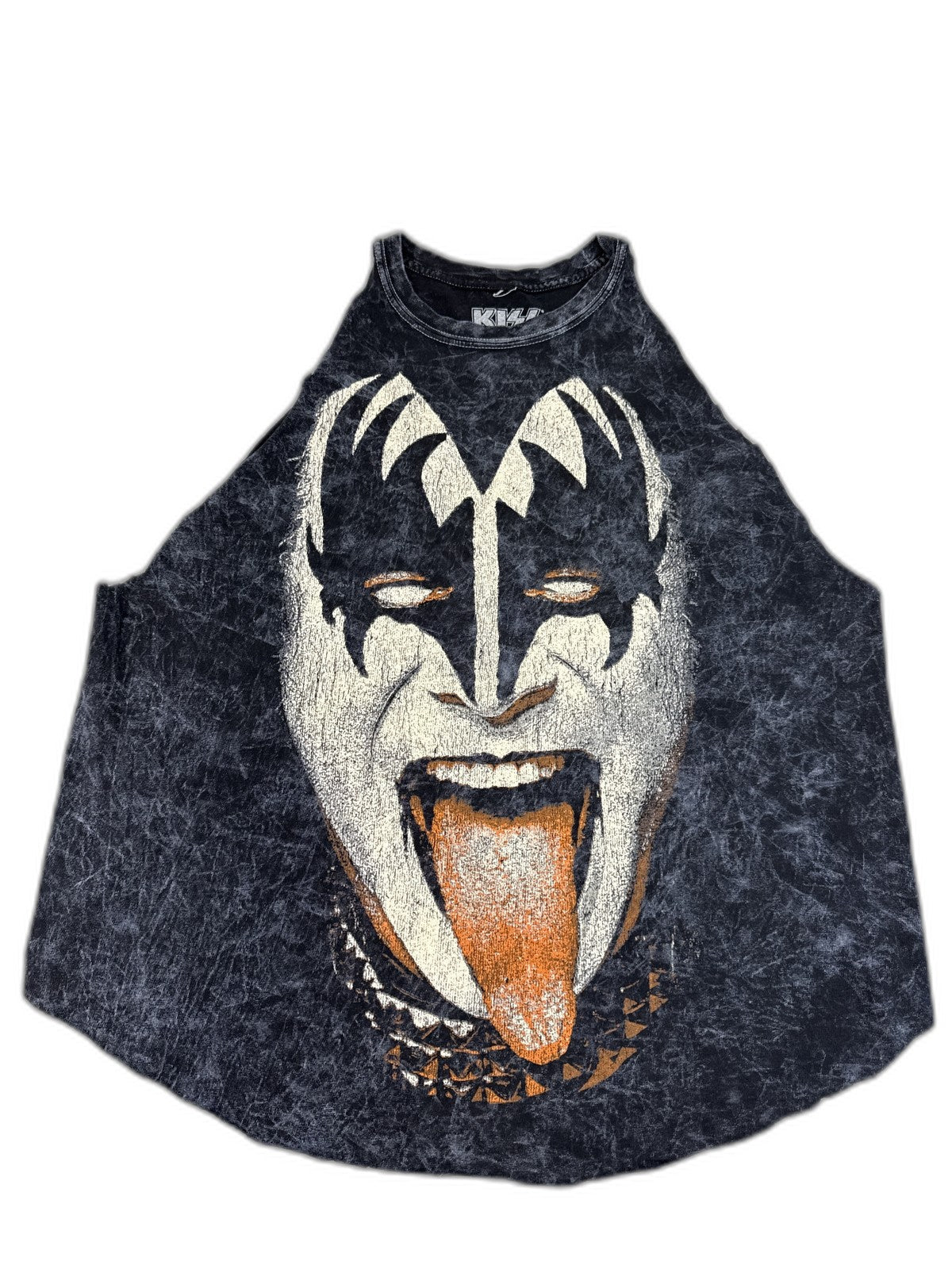 KISS Gene Simmons Music Tank Top L Black 100% Cotton Sleeveless Distressed