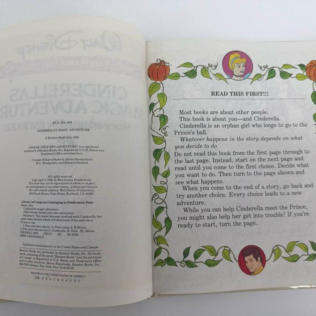 Disney Cinderella's Magic Adventure Book 1985