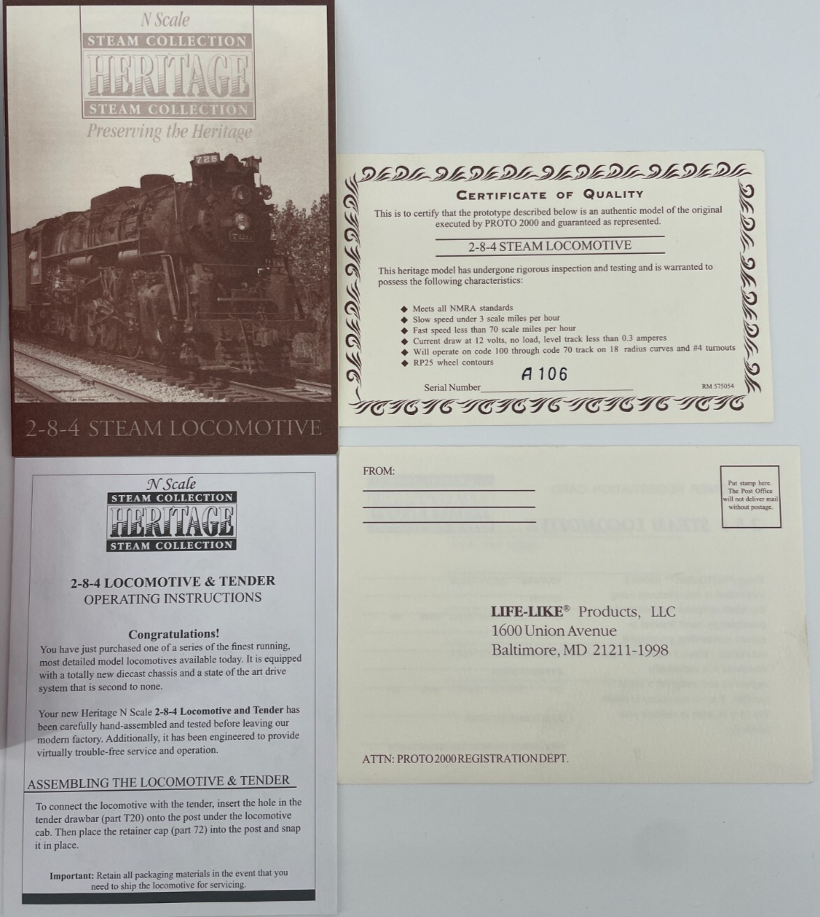 Walthers N Scale 2-8-4 Berkshire Steam Locomotive #508 Virginian w/COA