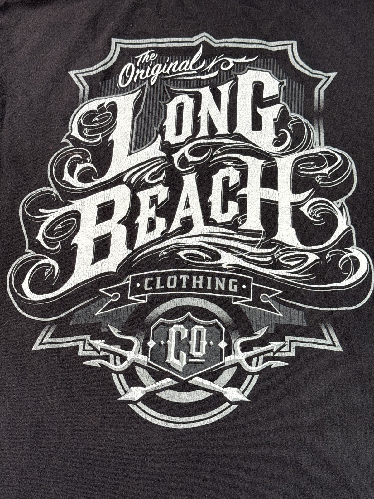 Long Beach Clothing Brewing Logo Graphic Tee M Black Cotton Regular Fit 100