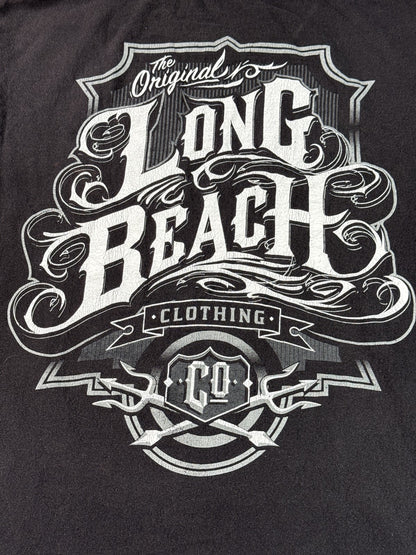 Long Beach Clothing Brewing Logo Graphic Tee M Black Cotton Regular Fit 100