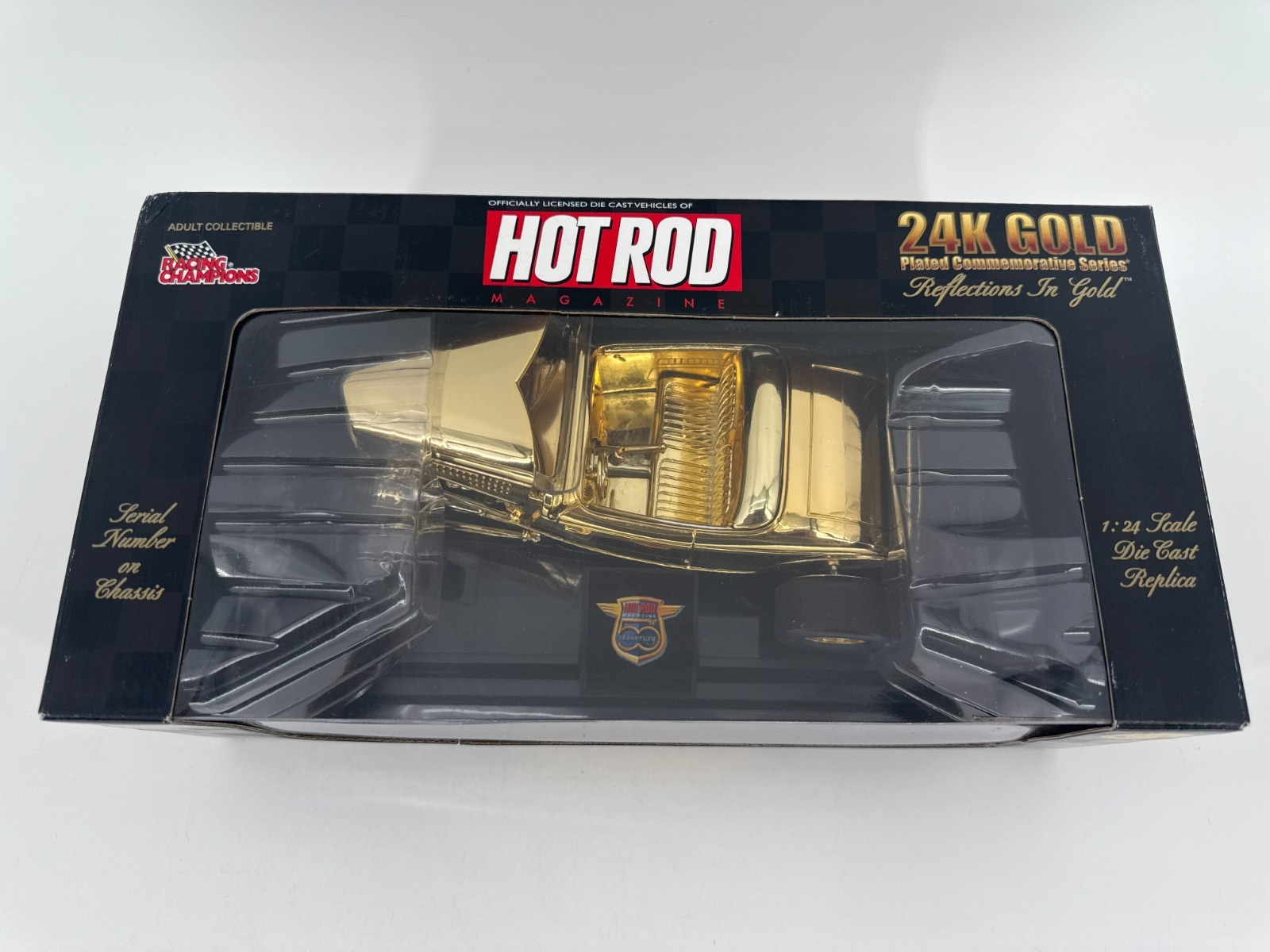 Racing Champions 1:24 24K Gold Plated Hot Rod Diecast Car – Reflections in Gold,