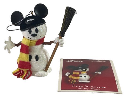 Hallmark 2004 Snow Sculpture Disney Mickey Mouse Snowman Ornament w/ Box
