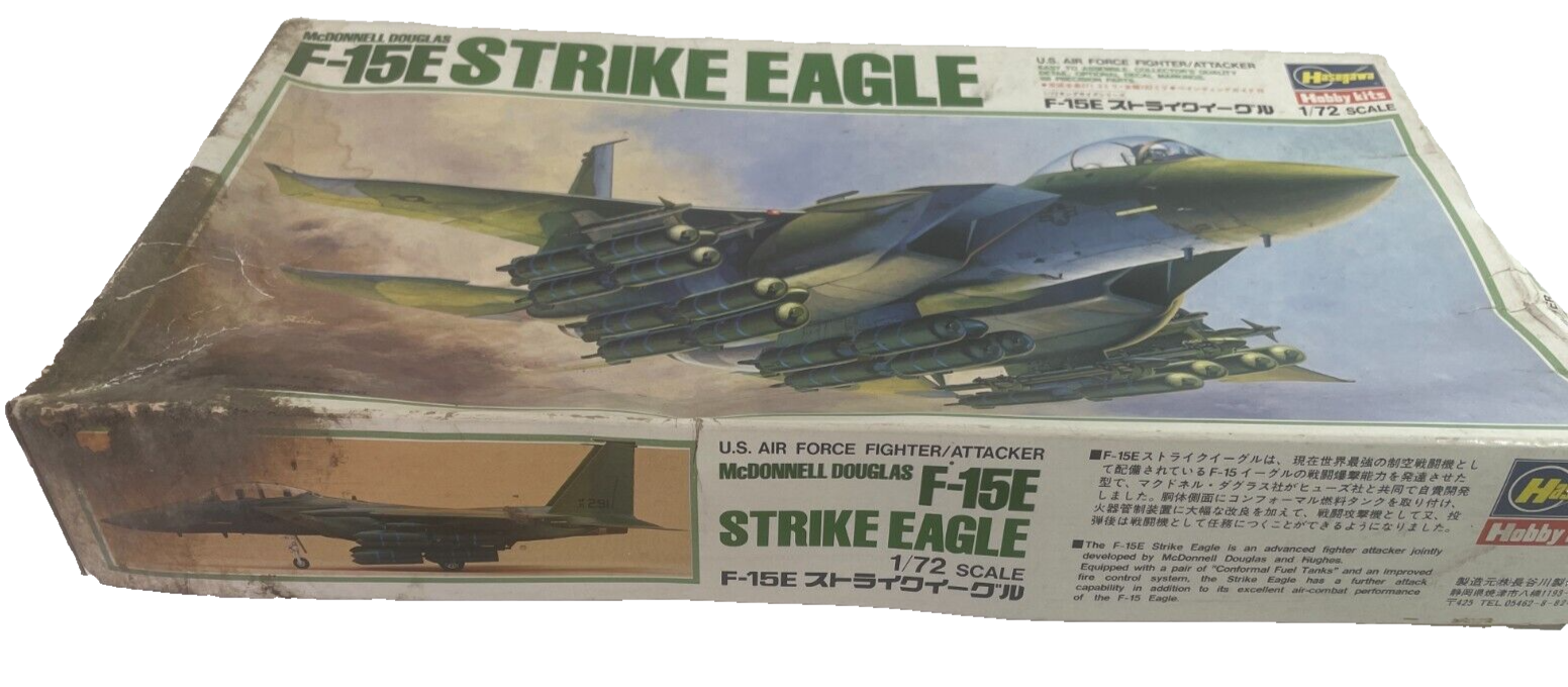 1/72 Hasegawa McDonnell Douglas F-15E Strike Eagle Fighter Model Kit Vintage